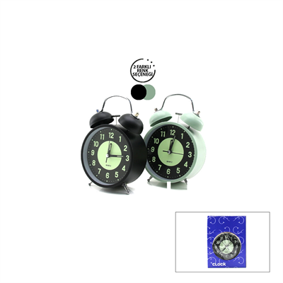 Alarm Clock No-847 Yuvarlak Masa Çalar Saat Metal Kasa Renkli Pilli - Işıklı - Fosforlu Çap: 11cm Bgc-37 Herhangi Bir Renk Gönderilir Bx40