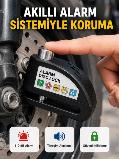 Alarm Sensörlü Disk Kilidi Motosiklet Scooter Bisiklet Güvenlik Yeni Nesil