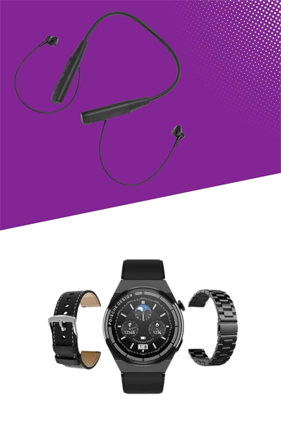 Alarm ve Titreşim Özellikli Akıllı Saat ve Mikrofonlu Kablolu Bluetooth Kulaklık 60 Saat