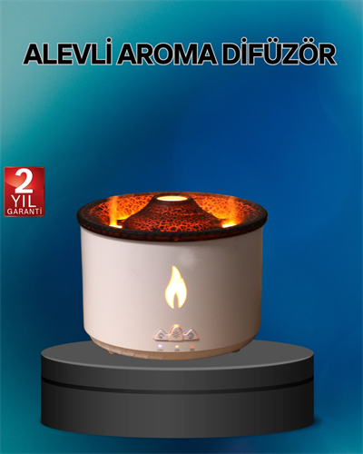 Alev Efektli Buhar Makinesi – Aromaterapi, Nemlendirme ve Işık Modlu Tasarım