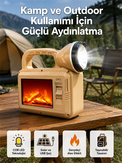 Alev Efektli Güneş Enerjili Lamba – Su Geçirmez