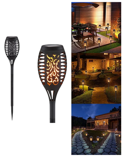 Alev Efektli Solar Bahçe Lambası Su Geçirmez Sensörlü LED Dış Mekan Aydınlatma