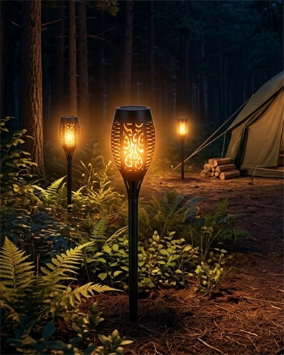Alev Efektli Solar Bahçe Lambası Su Geçirmez Sensörlü LED Dış Mekan Aydınlatma