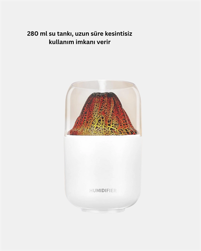 Alev Efektli Ultrasonik Uçucu Yağ Difüzörü 280ml Su Tanklı ve Sessiz Çalışma Özellikli