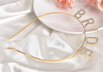 Altın Gold Renk Bekarlığa Veda Kristal Taş Bride Tacı İthal 16x10 cm