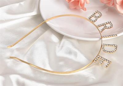 Altın Gold Renk Bekarlığa Veda Kristal Taş Bride Tacı İthal 16x10 cm (3936)