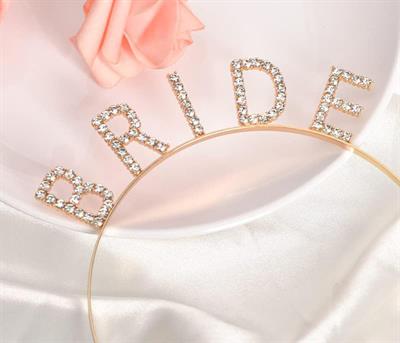 Altın Gold Renk Bekarlığa Veda Kristal Taş Bride Tacı İthal 16x10 cm (3936)