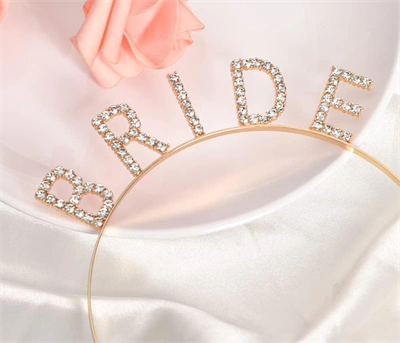 Altın Gold Renk Bekarlığa Veda Kristal Taş Bride Tacı İthal 16x10 Cm Bx40