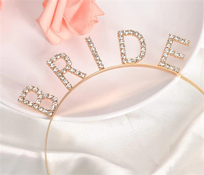 Altın Gold Renk Bekarlığa Veda Kristal Taş Bride Tacı İthal 16x10 cm