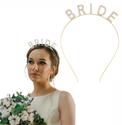 Altın Gold Renk Bekarlığa Veda Kristal Taş Bride Tacı İthal 16x10 Cm Bx40