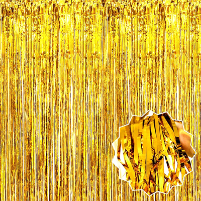 Altın Gold Renk Ekstra Metalize Parlak Saçaklı Arka Fon Perde İthal A Kalite 1x2 Metre Bx40