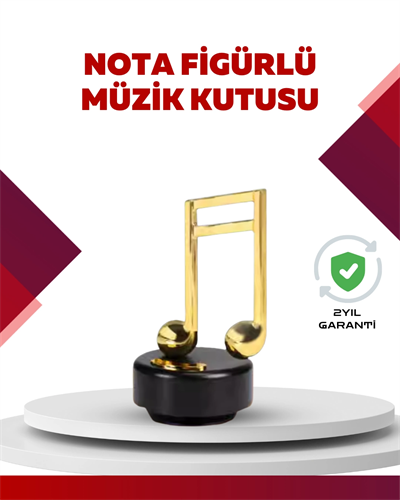 Altın Nota Temalı Müzik Kutusu  Müzikli Hediyelik