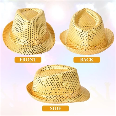 Altın Payetli Fötr Şapka Yetişkin Boy