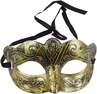 Altın Renk Eskitme Maskeli Balo Maskesi – Venedik Tarzı Parti Maskesi