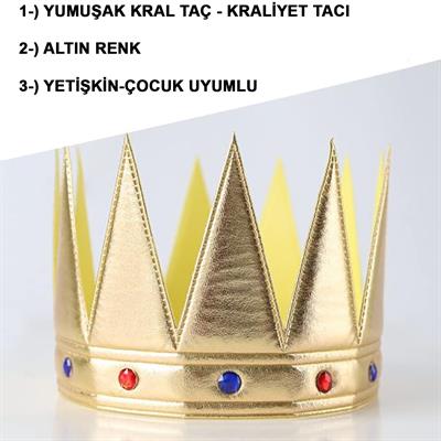 Altın Renk Eva Yumuşak Kral Kraliyet Tacı Yetişkin Çocuk Uyumlu 55 cm (3936)
