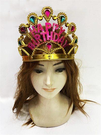 Altın Renk Happy Birthday Yazılı Doğum Günü Tacı 60 Cm Bx40