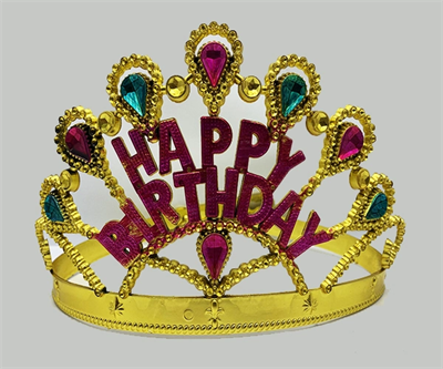 Altın Renk Happy Birthday Yazılı Doğum Günü Tacı 60 Cm Bx40