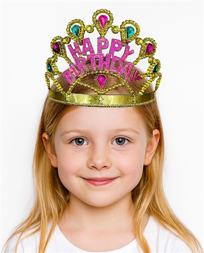 Altın Renk Happy Birthday Yazılı Doğum Günü Tacı 60 Cm