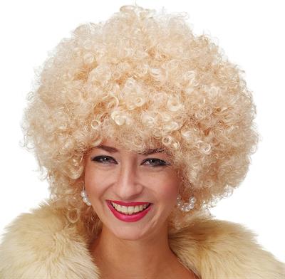 Altın Renk Kıvırcık Afro Bonus Peruk Saç Parti Peruğu Platin Gold (3936)