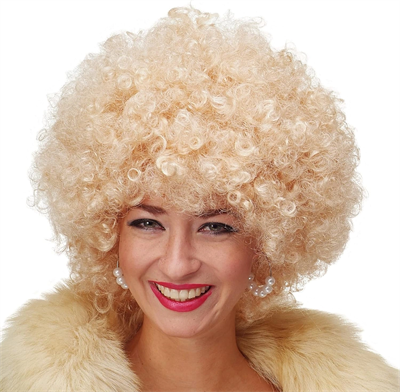 Altın Renk Kıvırcık Afro Bonus Peruk Saç Parti Peruğu Platin Gold Bx40