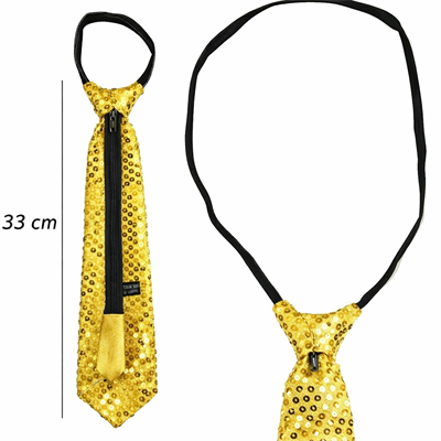 Altın Renk Pul Payetli Işıltılı Parti Kravatı 33 Cm Bx40