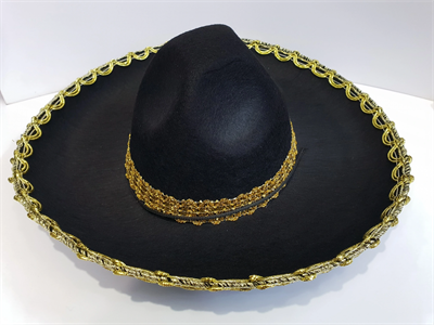 Altın Renk Şeritli Meksika Mariachi Latin Şapkası 55 Cm Çocuk