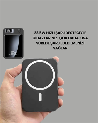 Alüminyum Alaşımlı, 20W PD Hızlı Şarj ve Manyetik Kablosuz Powerbank