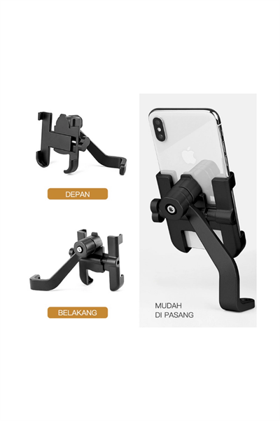 Alüminyum Gövdeli Metal Ayna Bağlantılı Motosiklet Telefon Tutucu 7 İnç Xl