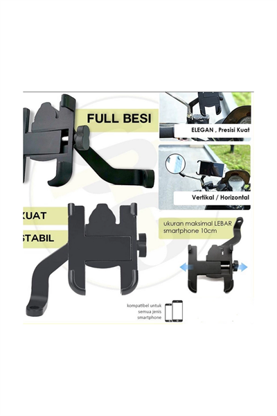 Alüminyum Gövdeli Metal Ayna Bağlantılı Motosiklet Telefon Tutucu 7 İnç Xl