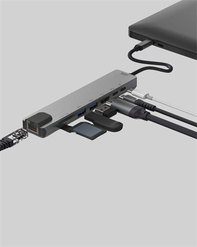 Alüminyum Kasalı MacBook USB-C Hub – 4K HDMI, USB 3.0, SD/TF Kart Girişi, PD Şarj Desteği