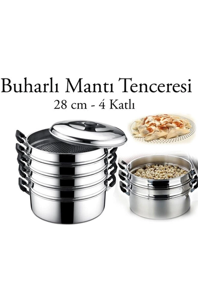 Alüminyum mantı tenceresi 28 cm 4 litre 6 parça gümüş renk gıda temasına uygun - 28 cm Boyut/Ebat