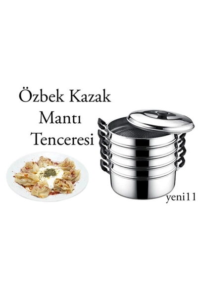 Alüminyum mantı tenceresi 32 cm 5,7 litre beyaz 6 parça buharlı pişirme tenceresi
