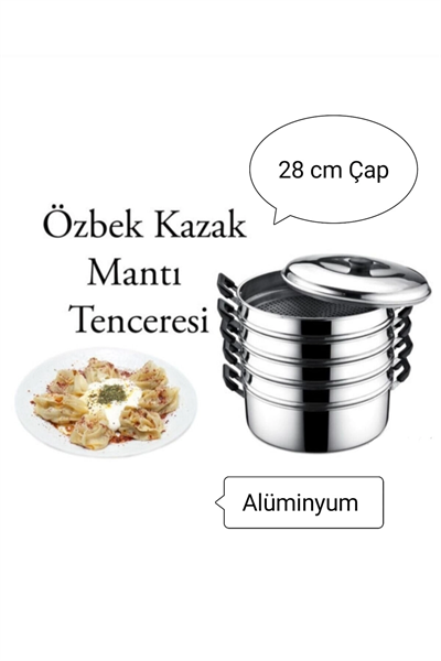 Alüminyum mantı tenceresi seti 6 parça metalik renk dış ve iç alüminyum tencere - Ev & Mobilya