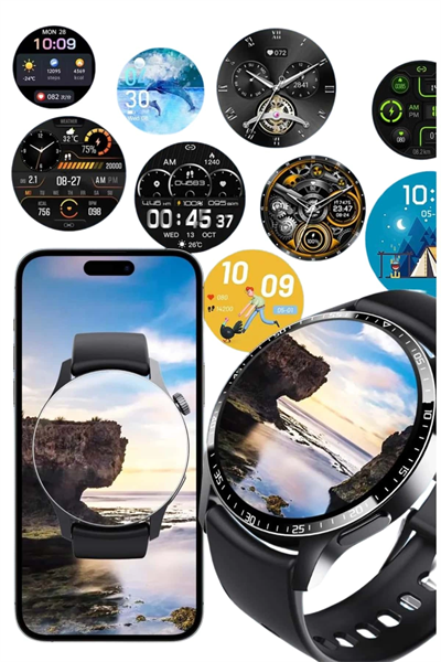 Amoled Ekran Metal Deri Silikon Kordonlu Uyku ve Sağlık Takibi