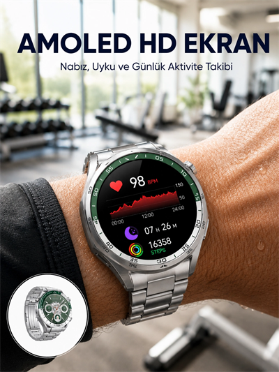 Amoled Smartwatch Harita Modlu Bluetooth Aramalı 3 Değiştirilebilir Kayışlı Yeni Nesil