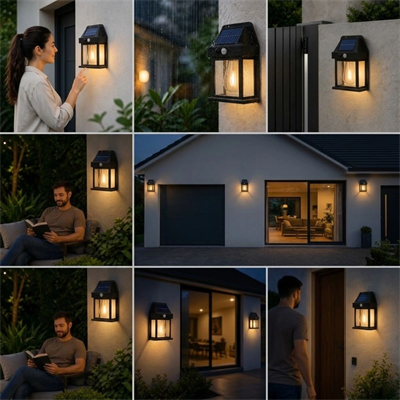 Ampul Model 3 Modlu Solar Led Duvar Lambası, Güneş Enerjili, Şarjlı Kablosuz Dış Mekân Apliği, Bahçe Ve Kapı Lambası Bx40
