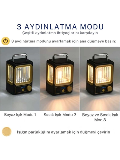 Ampul Solar Şarj Edilebilir 12 Led 1 Rustikli Led Kamp Lambası
