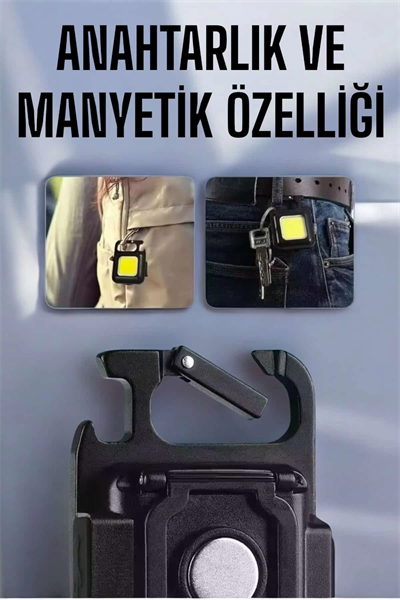 Anahtarlık Çok Amaçlı Mıknatıslı Taşınabilir Işık Led Şarjlı