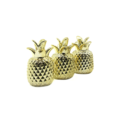 Ananas Tasarımlı Biblo - Mini Boy - Seramik - Parlak Altın - Dekoratif Süs