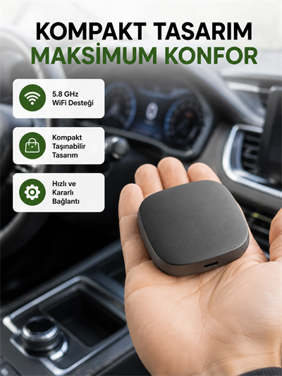Android Auto Kablosuz Dönüştürücü Hızlı Eşleşme ve Sesli Asistan Destekli Yeni Nesil