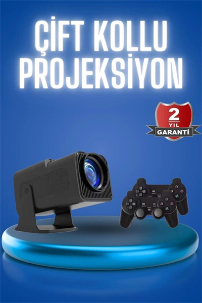 Android Projeksiyon Siyah Taşınabilir Sinema Projektörü 4k 1080p Ev Sineması Bluetooth