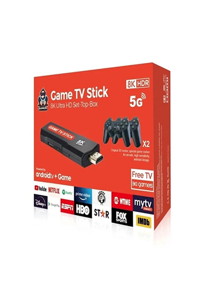 Android TV uyumlu retro oyun konsolu 2 kollu Bluetooth destekli çok renkli - Elektronik