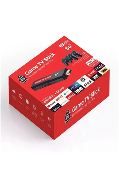 Android TV uyumlu retro oyun konsolu 2 kollu Bluetooth destekli çok renkli - Elektronik