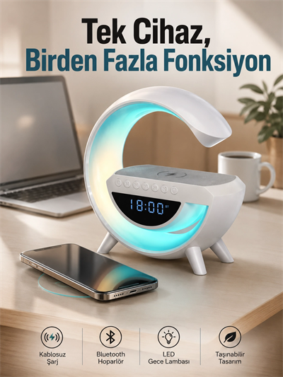 Android Uyumlu Akıllı Bluetooth Hoparlör Kablosuz Şarj Cihazı Standı