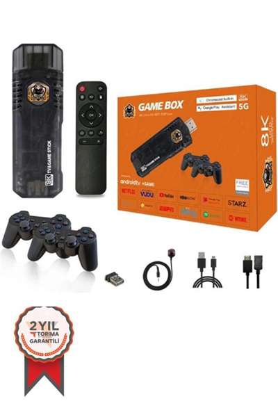 Android oyun konsolu ve TV box, 64 GB hafıza, Bluetooth özellikli, siyah renk - Elektronik