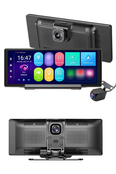 Android ve İOS Uyumlu Ön Arka Çift Kameralı Araç Ekranı Dokunmatik CarPlay