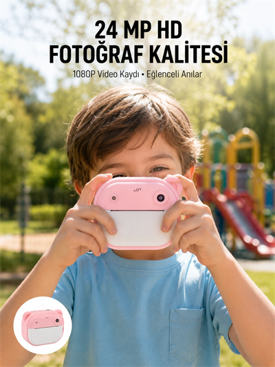 Anında Baskı Özellikli Şipşak Kamera 24MP HD Çift Lensli ve 32GB Hafızalı