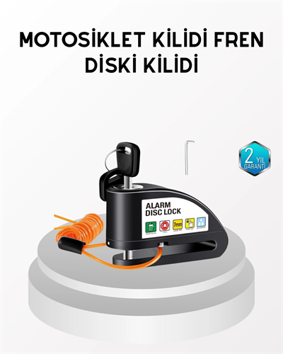 Anti Hırsızlık 110 dB Alarm Disk Fren Kilidi Suya Dayanıklı Çelik Güvenlik Kilidi