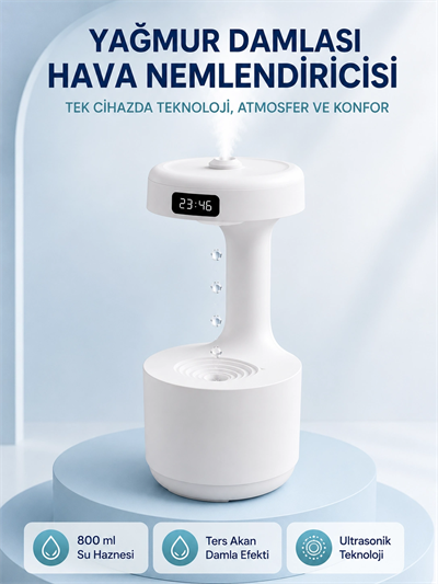 Anti Yerçekimi Su Damlası Hava Nemlendirici 800 ml Ultrasonik Aroma Difüzör