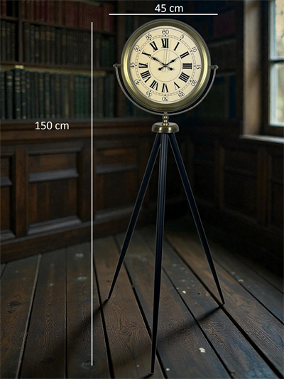 Antik Görünümlü Eskitme Tripod Ayaklı Saat